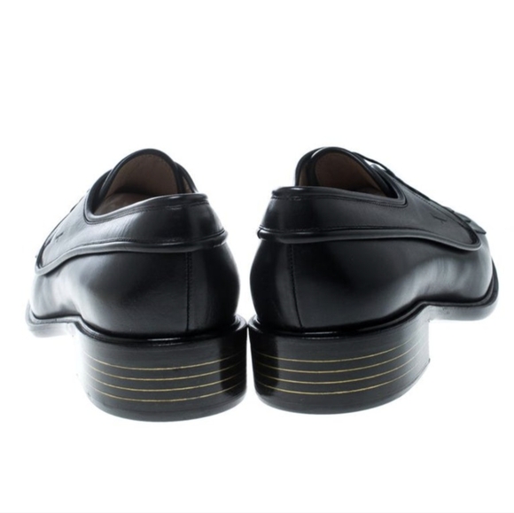 Salvatore Ferragamo Black Leather Faber Fringe Detail Derby - Picture 4 of 6